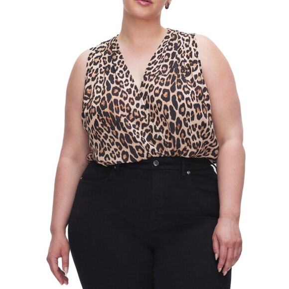Good American Georgette Wrap Bodysuit Leopard Top | Sz 4, XL | NEW $129 - Picture 2 of 15